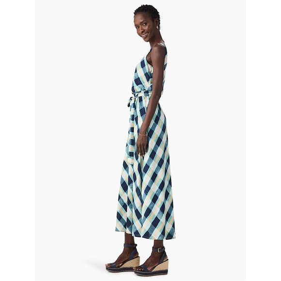 Nic + Zoe PAINTED PLAID BIANCA DRESS Aqua LARGE - Picture 2 of 8